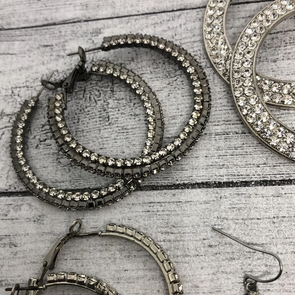 Bundle lot 7 dazzling rhinestone glam earrings statement variety